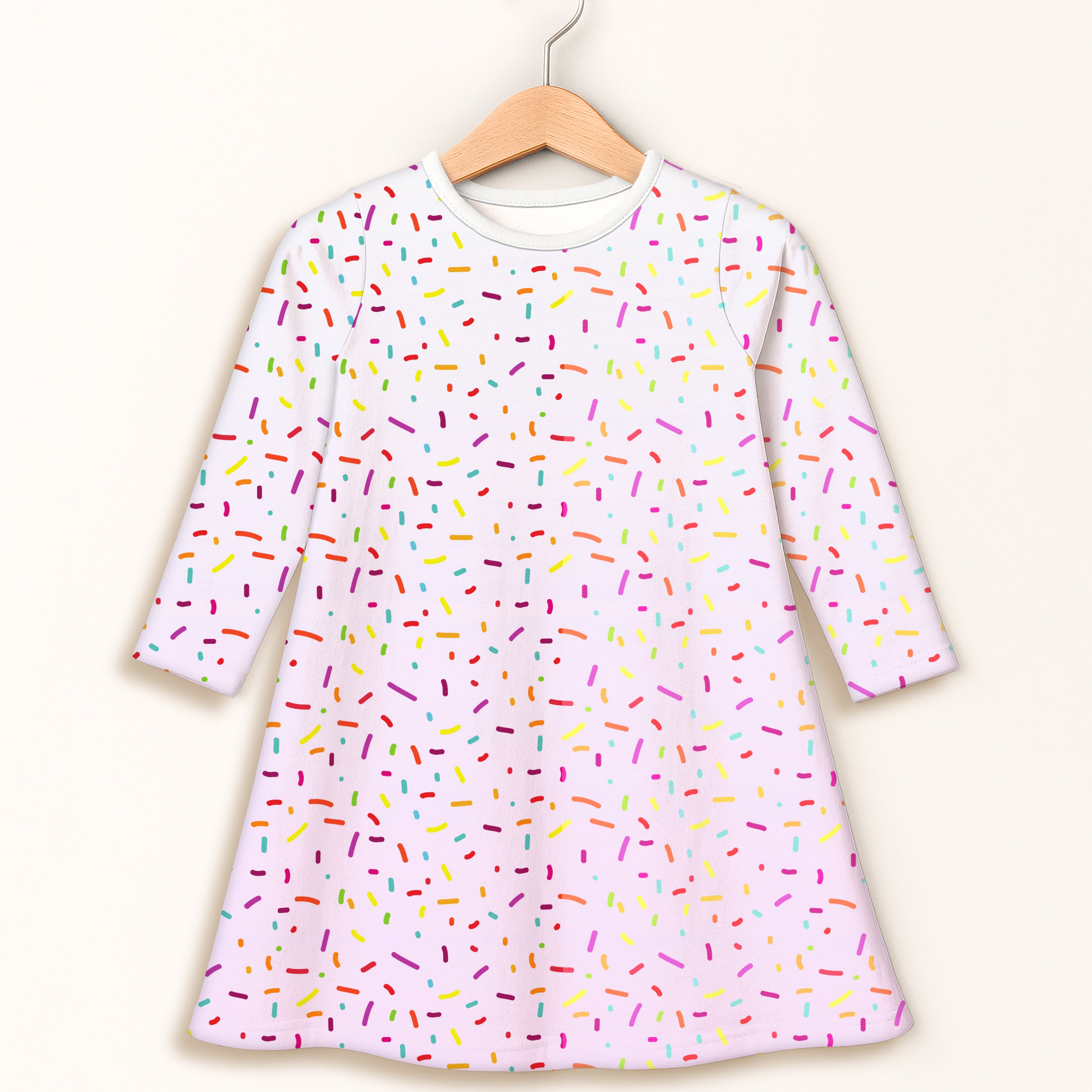 Girls Colorful Sprinkles Long Sleeve Dress