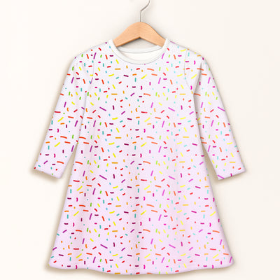 Girls Colorful Sprinkles Long Sleeve Dress