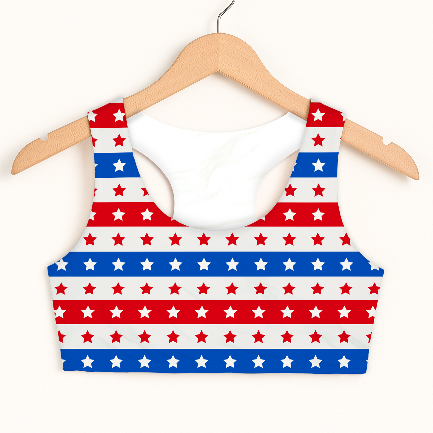 Girls Stars and Stripes Sports Bra — Quick Drying, Double Layered Comfort
