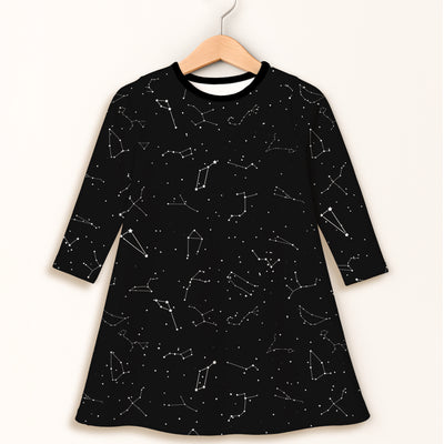 Girls Realistic Constellations Long Sleeve Dress