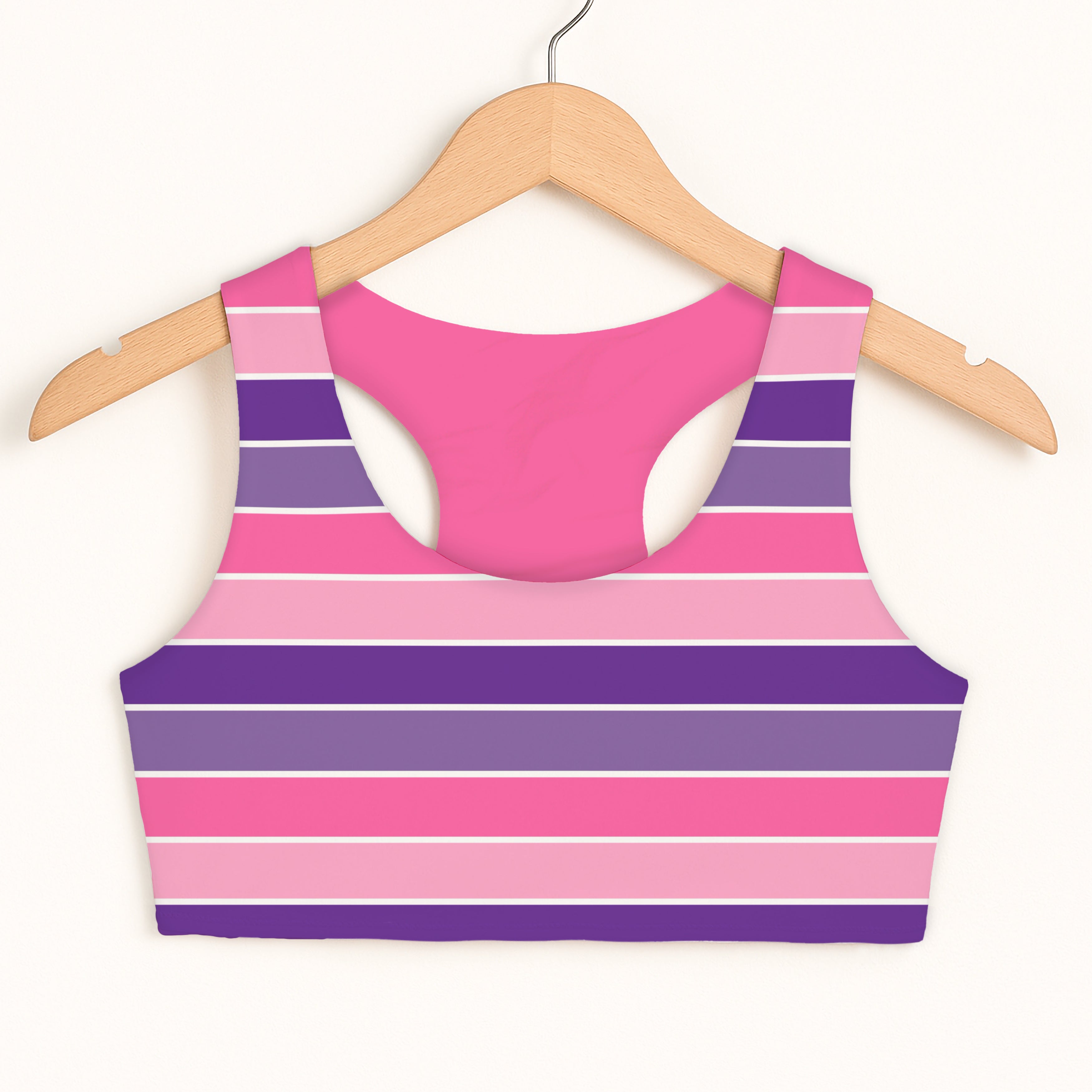 Girls Pink & Purple Striped Sports Bra - Quick Drying, Double Layered Comfort
