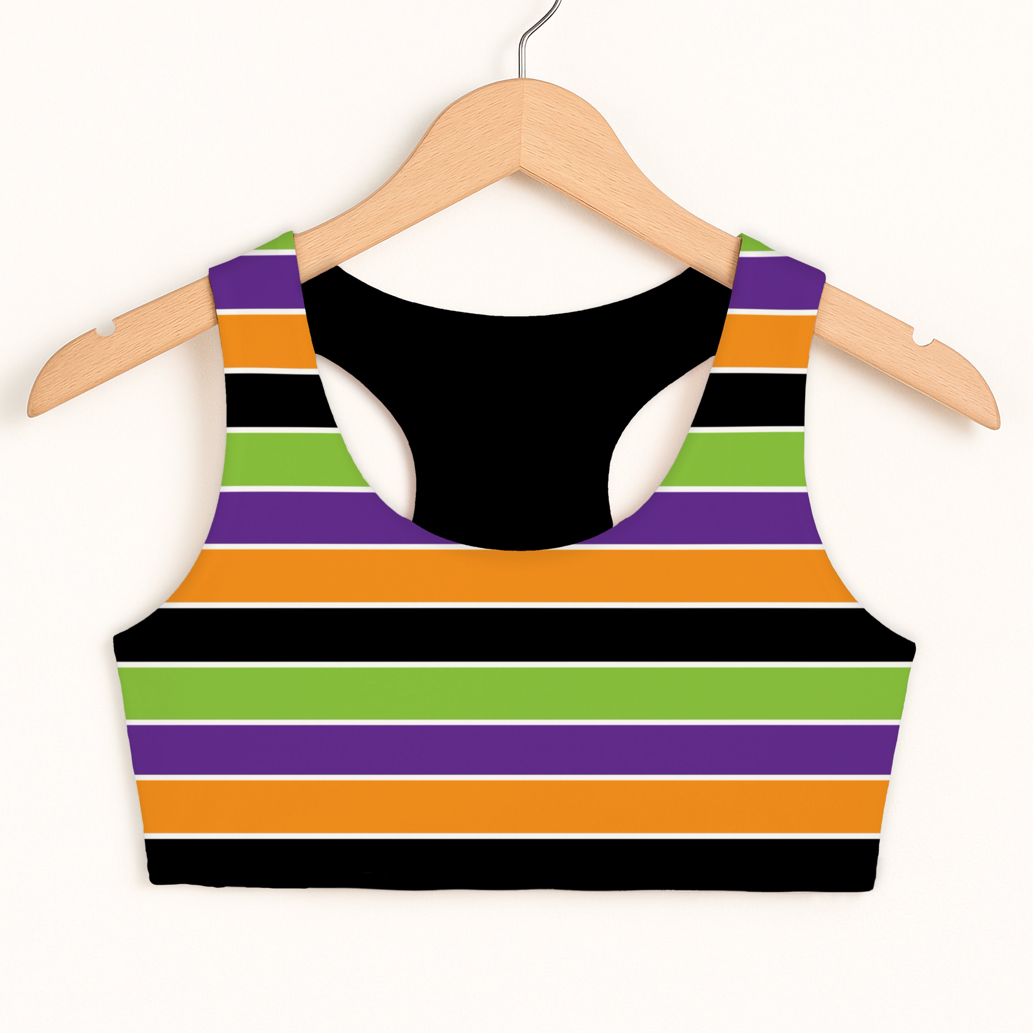 Girls Orange Purple Green Sports Bra - Quick Drying, Double Layered Comfort