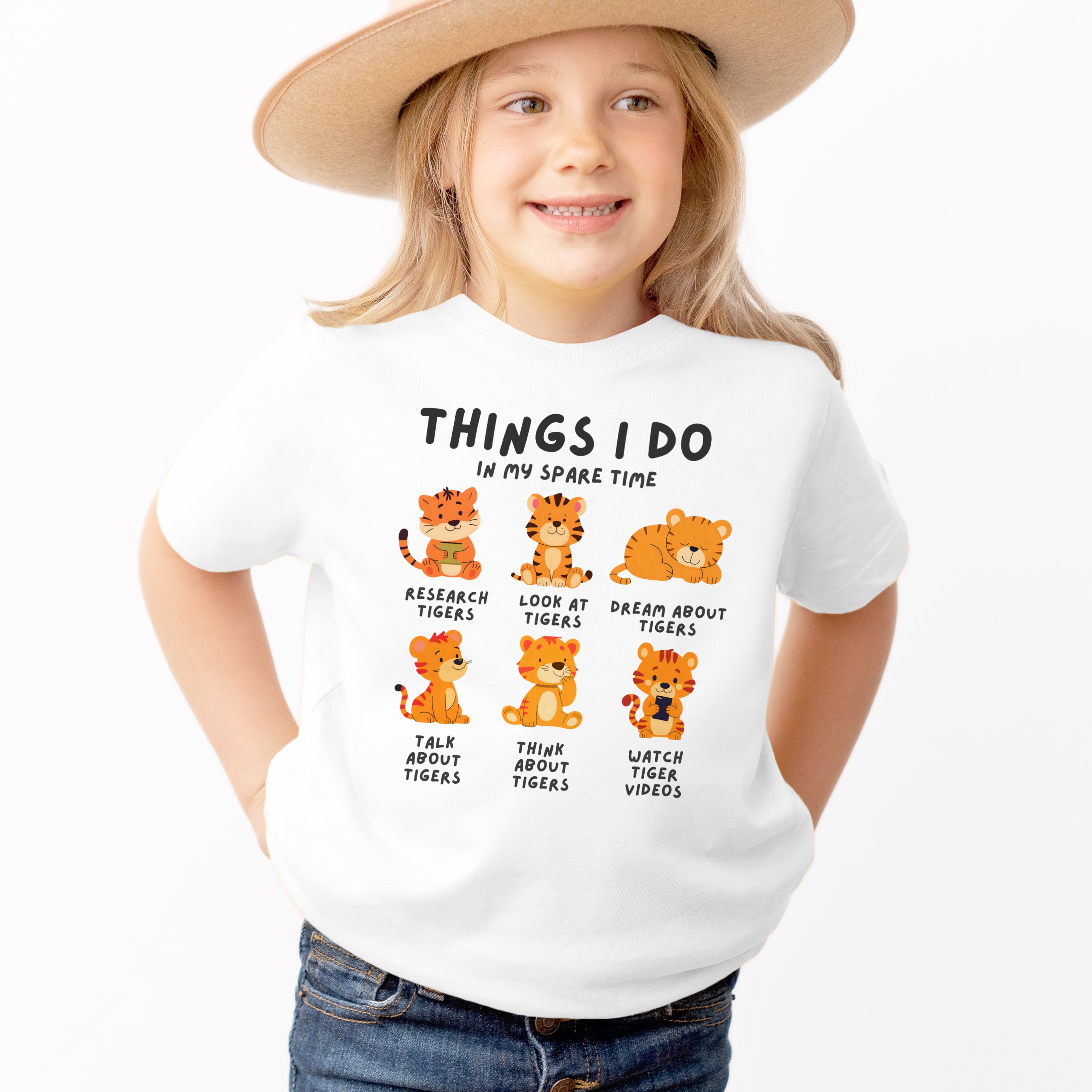 Kids ‘Things I Do In My Spare Time’ Tiger T-Shirt - Soft Lightweight Cotton Tee