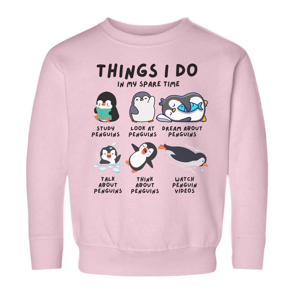Kids’ “Things I Do In My Spare Time” Penguin Sweatshirt - Cozy, Playful, and Stylish Youth Clothing