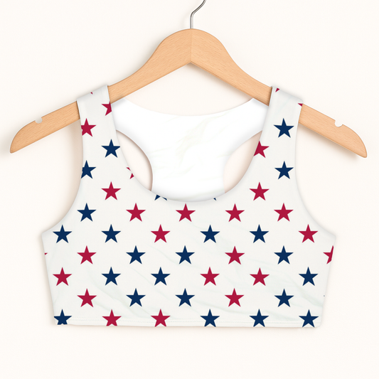 Girls USA Stars Sports Bra — Quick Drying, Double Layered Comfort