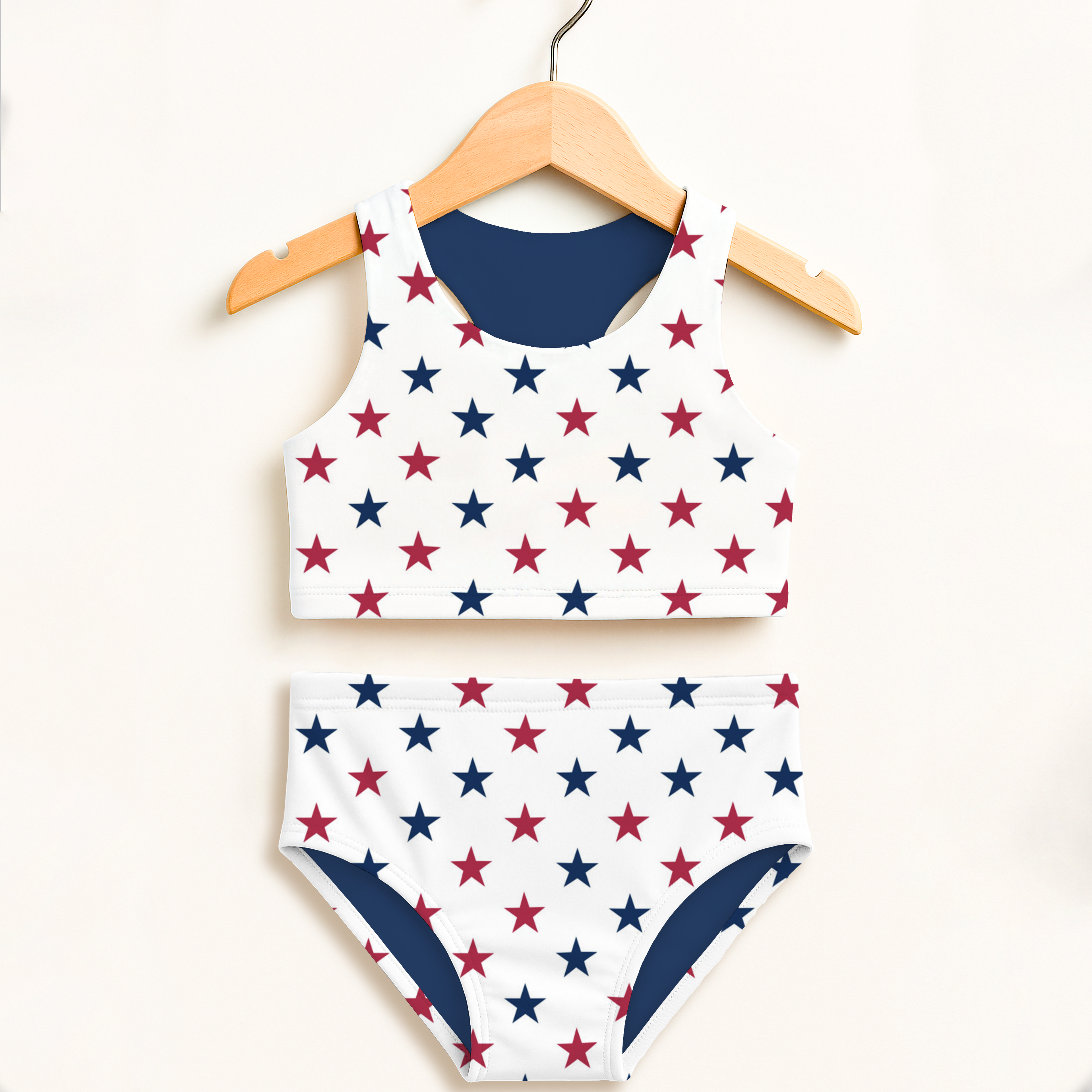 Girls USA Stars Two Piece Swimsuit – Double Layered UPF 50+ High Waisted Comfort