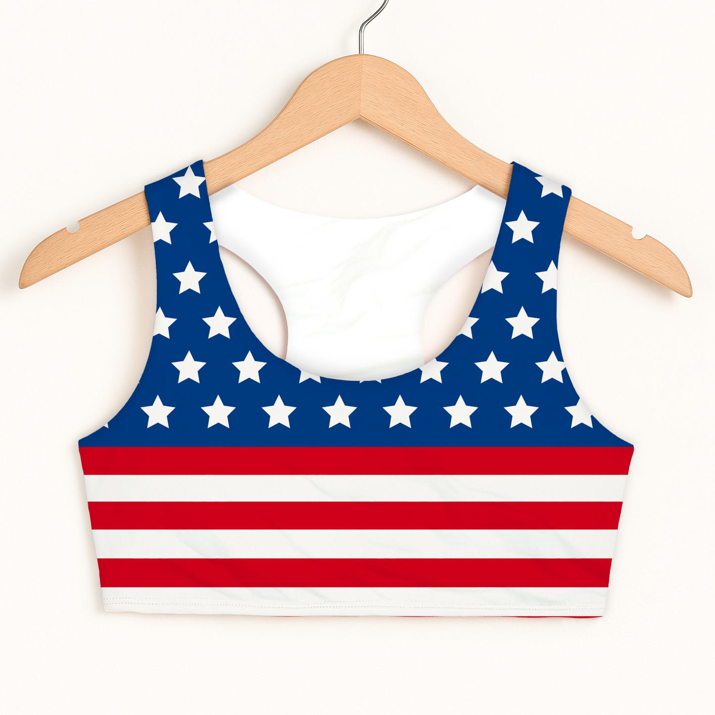 Girls American Flag Sports Bra — Quick Drying, Double Layered Comfort