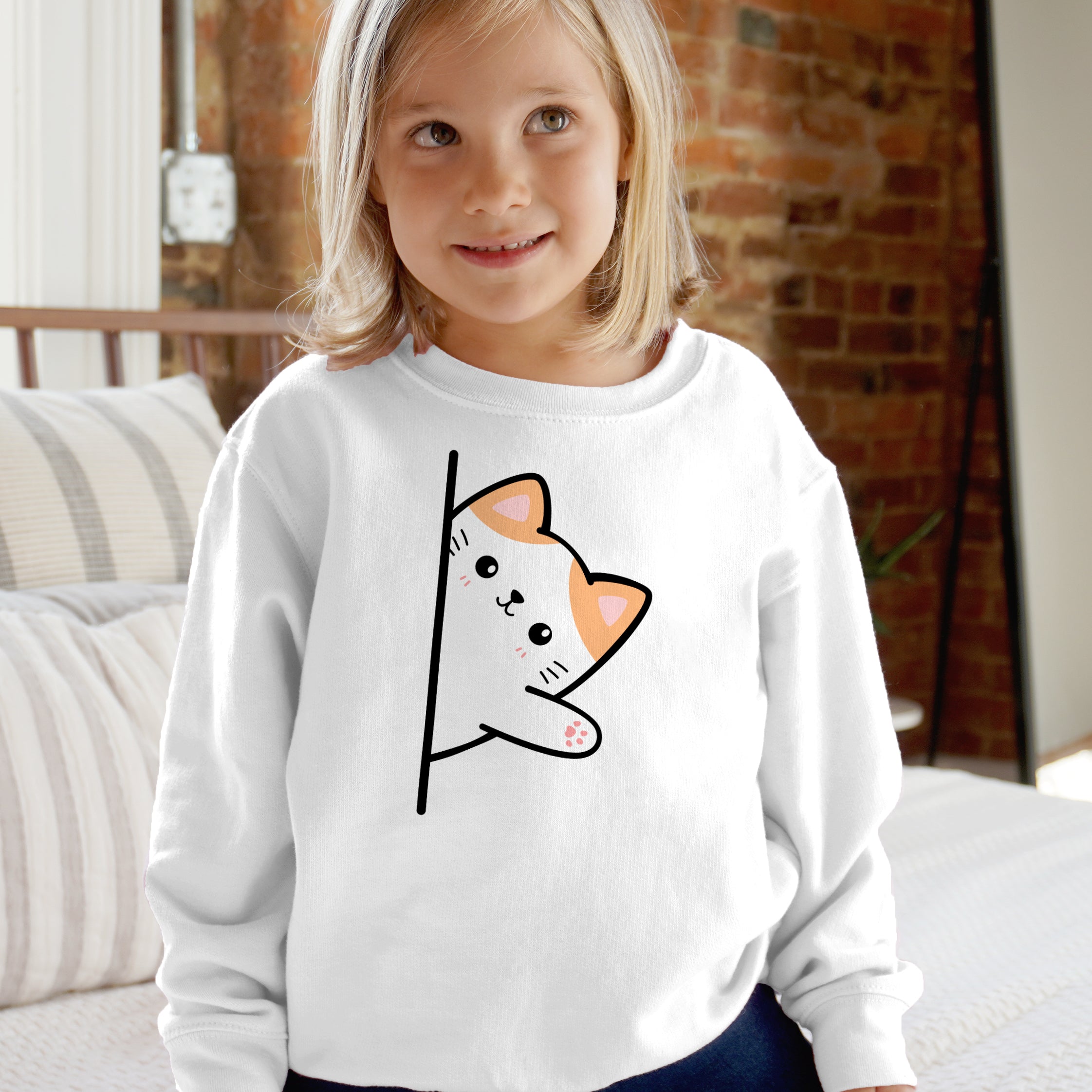 Kids Waving Cat Sweatshirt