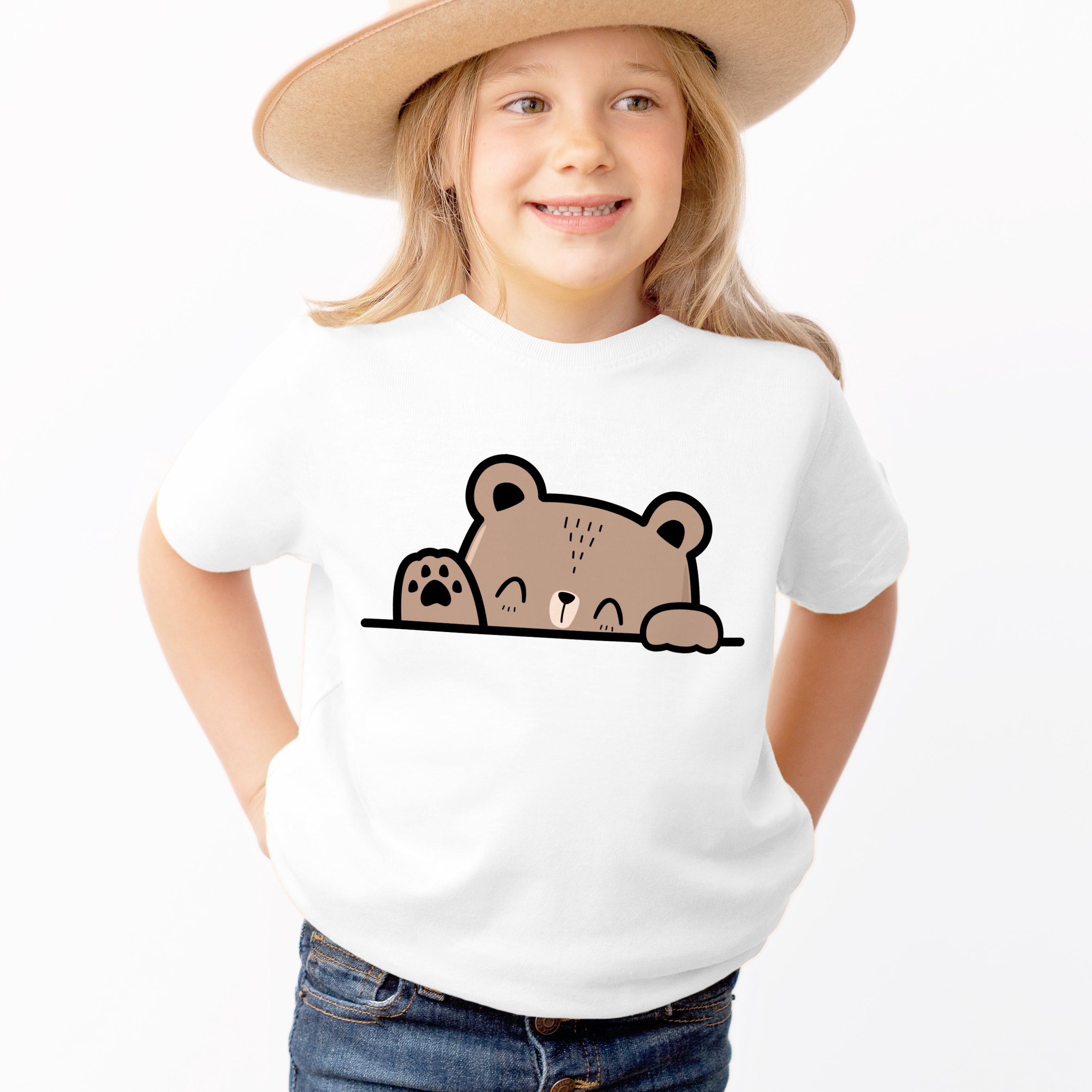 Kids Waving Bear T-Shirt - Soft Lightweight Cotton Tee