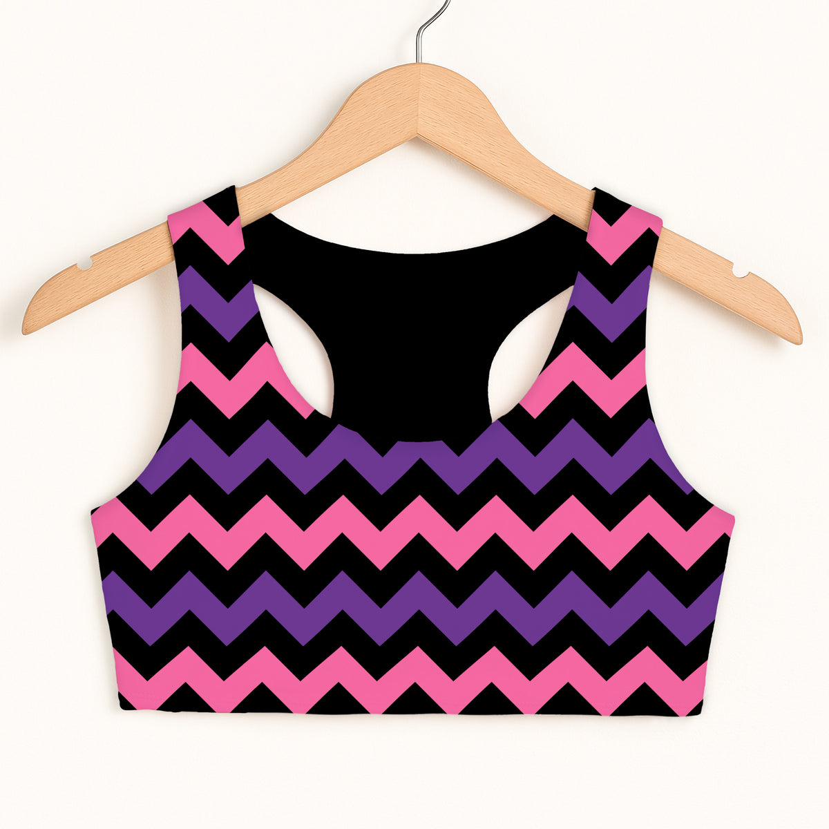 Girls Pink & Purple Chevron Sports Bra - Quick Drying, Double Layered Comfort