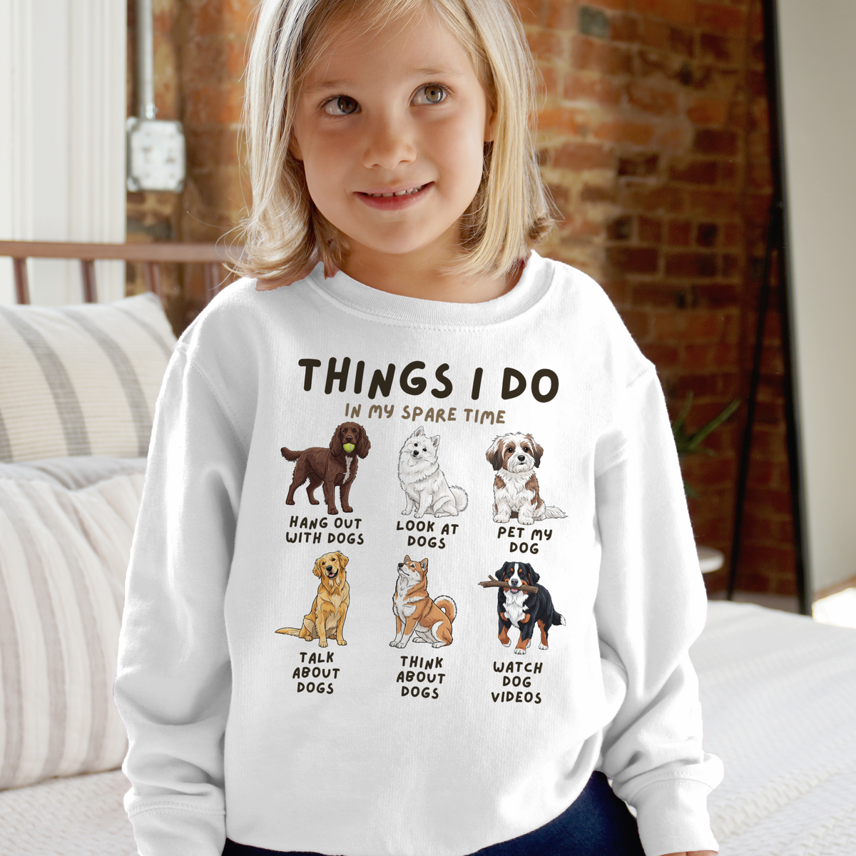 Kids 'Things I Do In My Spare Time' Dog Graphic Sweatshirt - Funny & Comfortable Gift for Boys and Girls