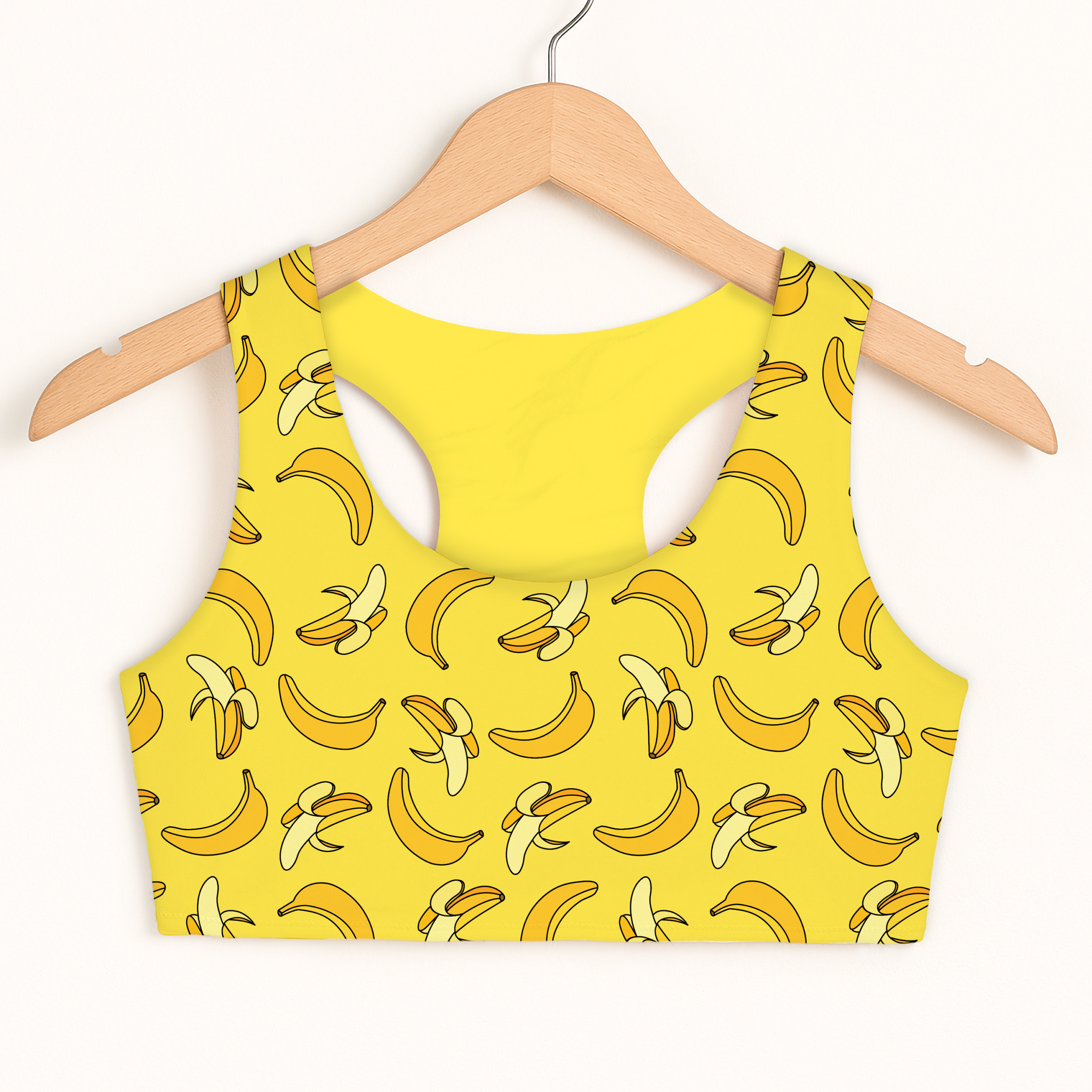 Girls Yellow Banana Sports Bra - Quick Drying, Double Layered Comfort
