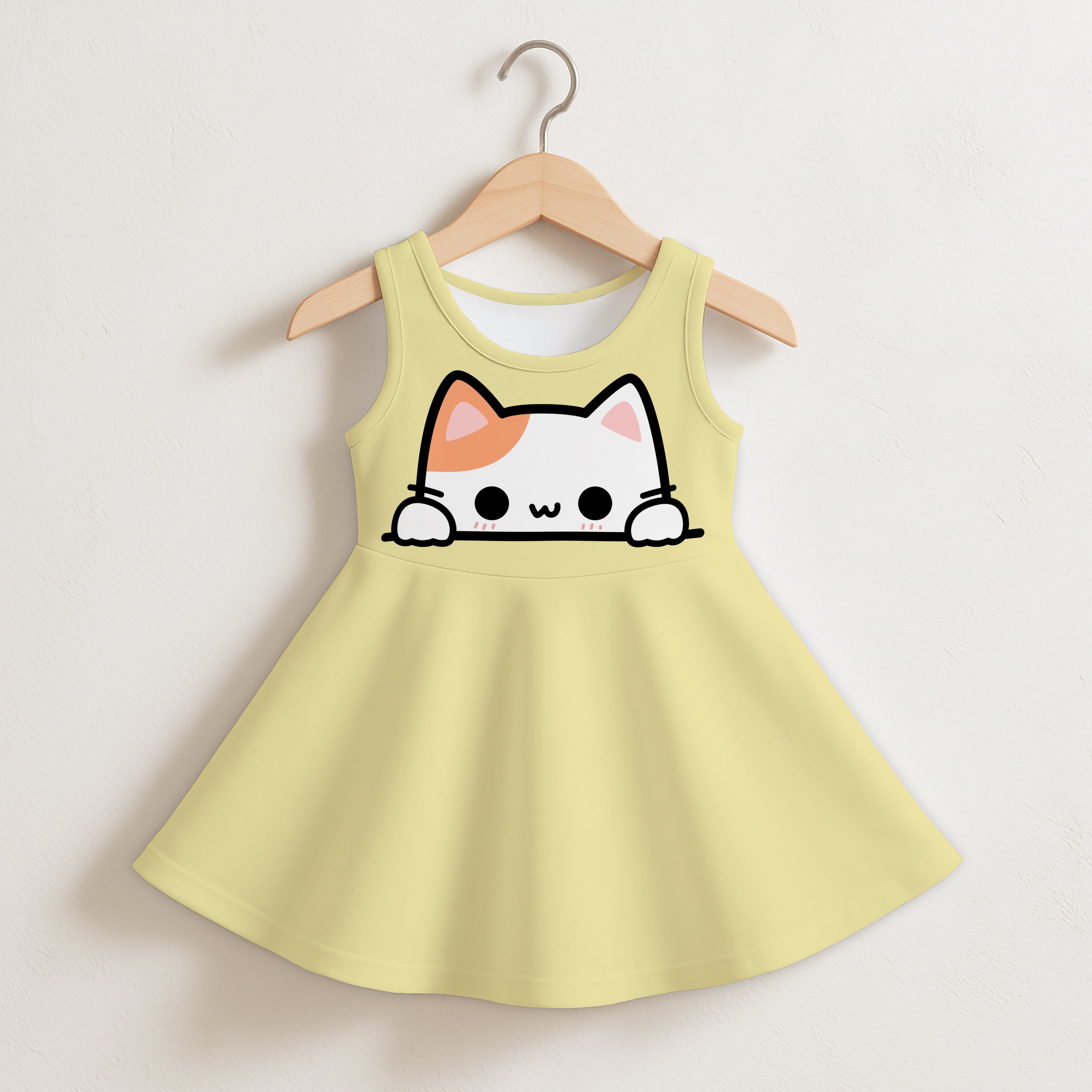 Girls Peeking Cat Sleeveless Dress