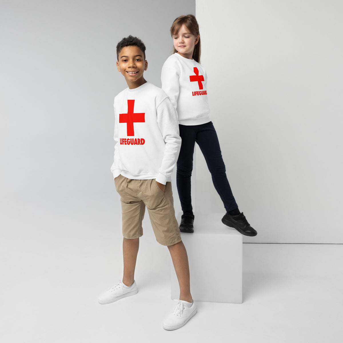 Kids White Lifeguard Sweatshirt