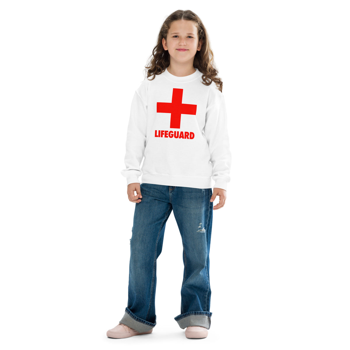 Kids White Lifeguard Sweatshirt