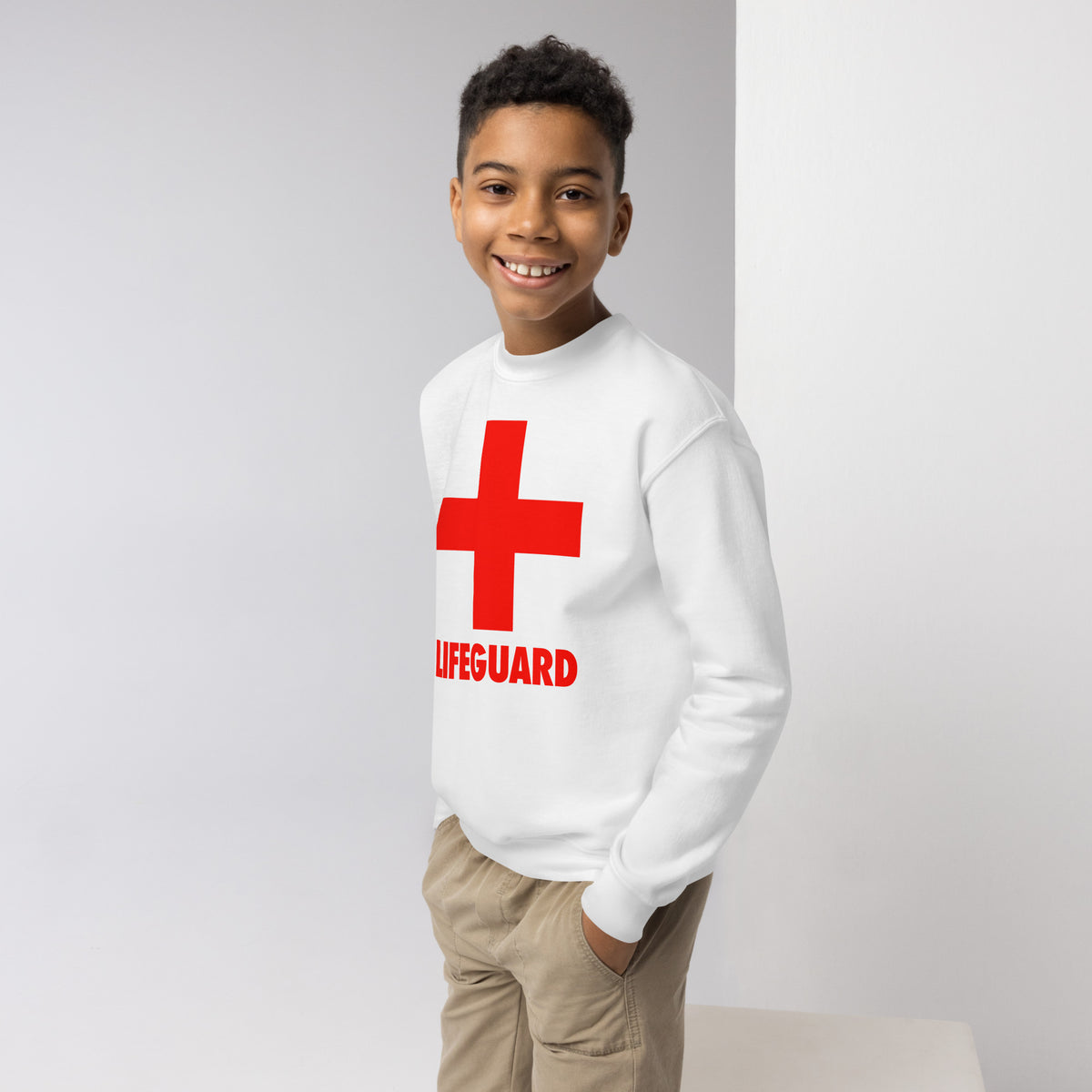 Kids White Lifeguard Sweatshirt
