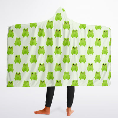 Kids Green Frog Hooded Wearable Blanket