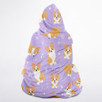 Girls Purple Corgi Dog Hooded Wearable Blanket